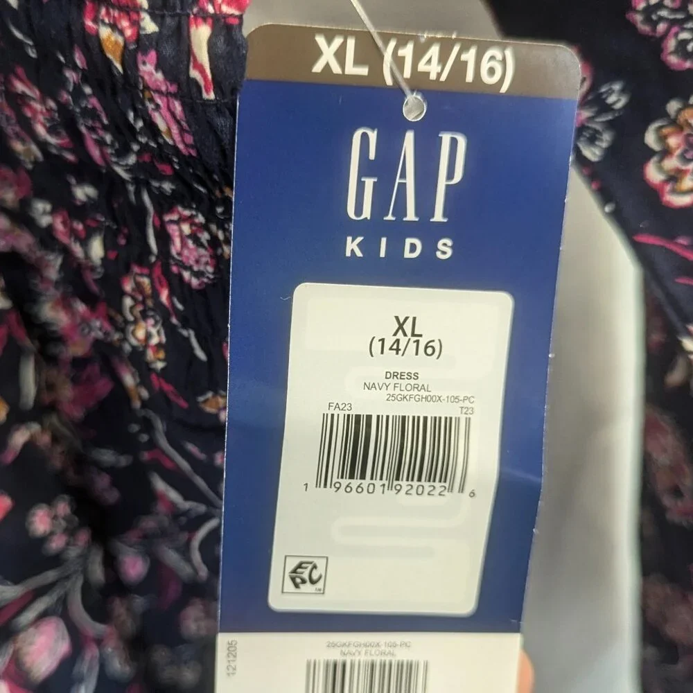 NWT Gap Kids Size XL/14-16 Navy Floral Dress
